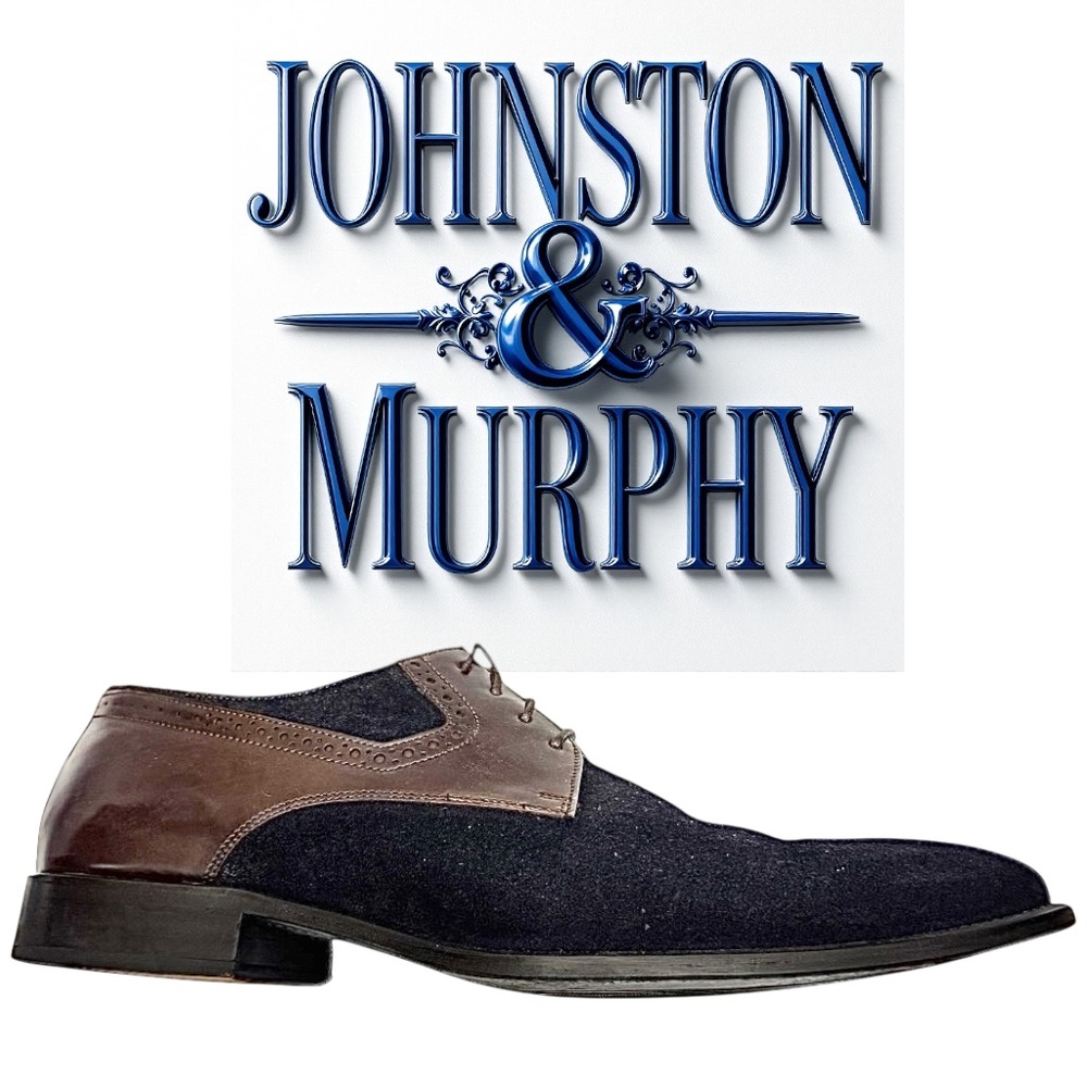 Johnston & Murphy 27-1808 Mens Black Suede /Brown Leather Size 11 Medium EUC